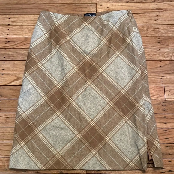 Ann Taylor Womens Size 10 Brown and Gray Monochromatic Plaid Skirt - Picture 1 of 6